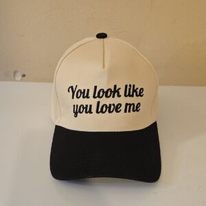 You Look Like You Love Me Black and Cream Baseball Cap